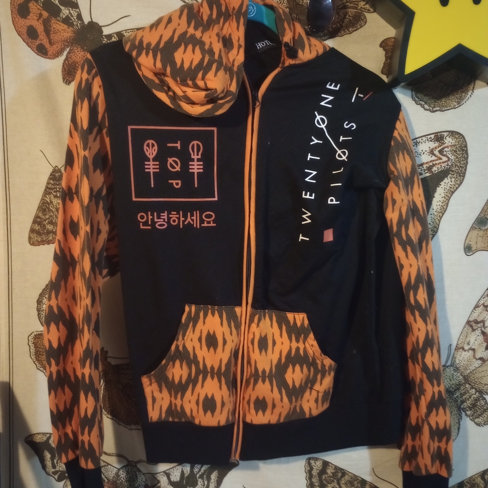 Source Unknown Black And Orange Varsity Jacket - image 1